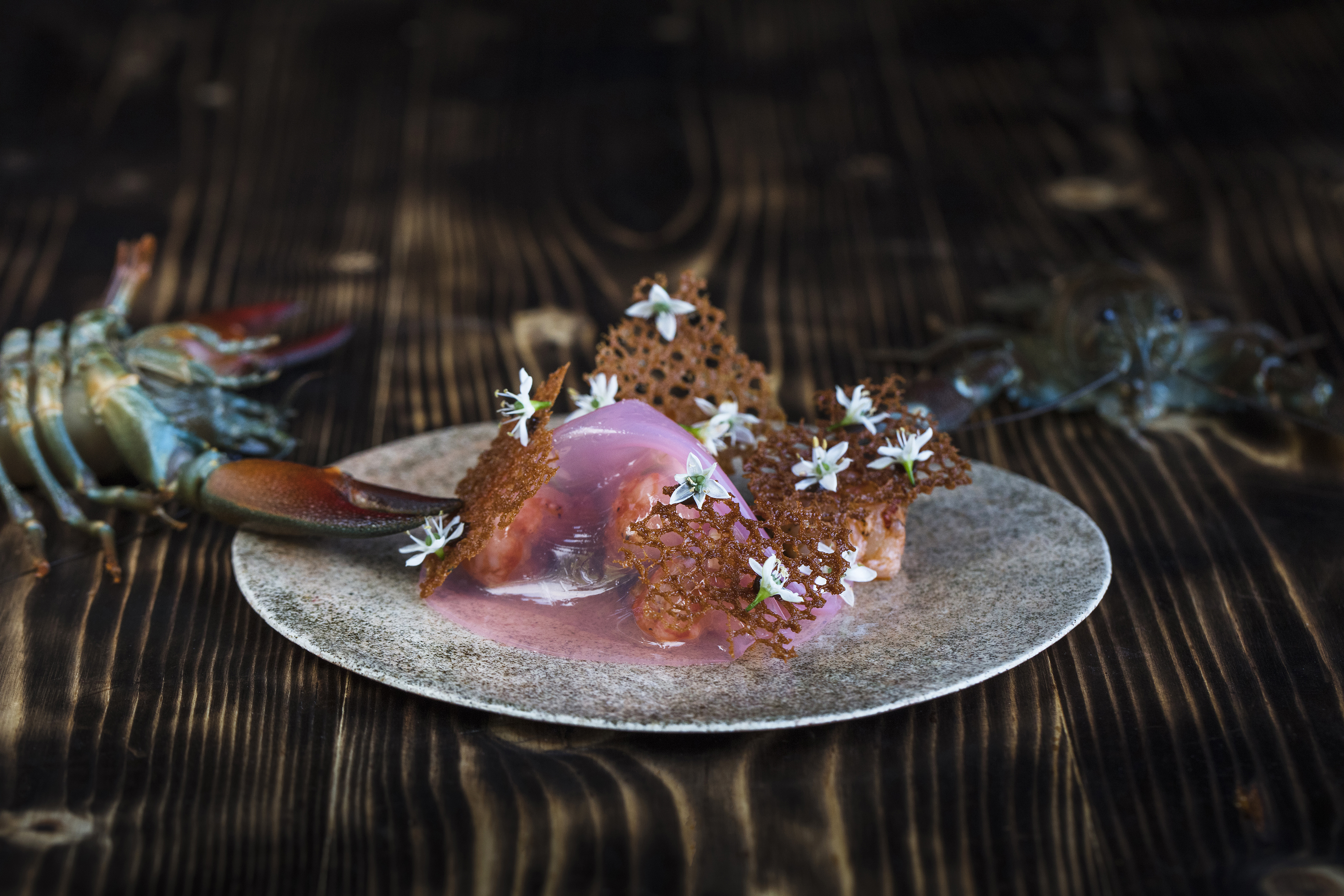 Écrevisse froide du restaurant le Clos des Sens, labellisé 3 macarons Écotable