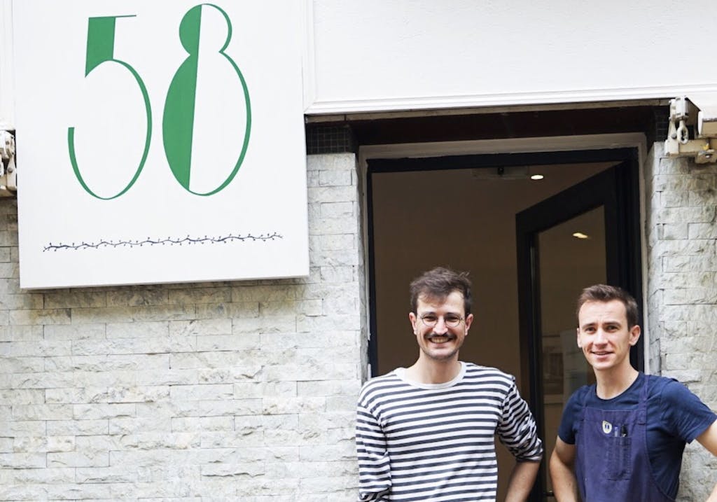 Le fondateur de Charles Demasquoy et son Chef Jean-Guillaume Rupin du restaurant Cinquante-Huit, labellisé 3 macarons Écotable