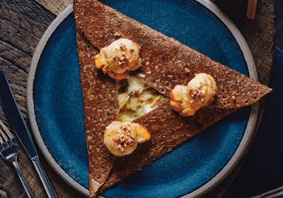 Galette sucrée de la crêperie Breizh Café Neuilly, labellisée 1 macaron Écotable