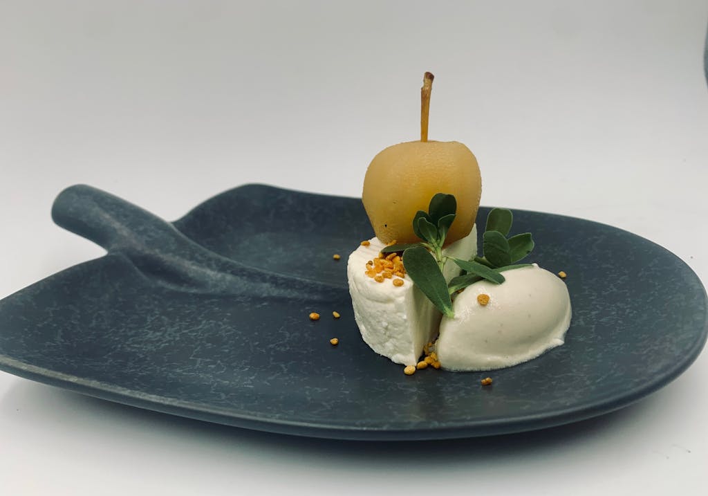 Accord fromage et pomme du restaurant L'Ogustin, labellisé 3 macarons Écotable
