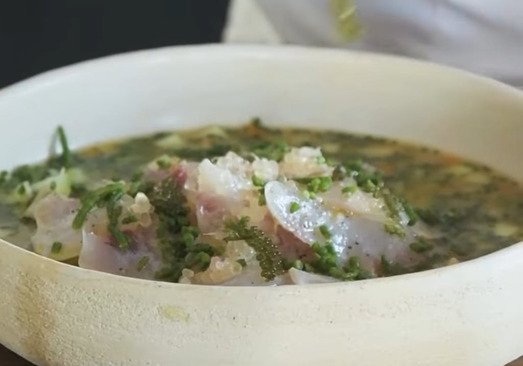 Recette du Carpaccio de mulet noir du restaurant Le Bon Georges, labellisé 3 macarons Écotable