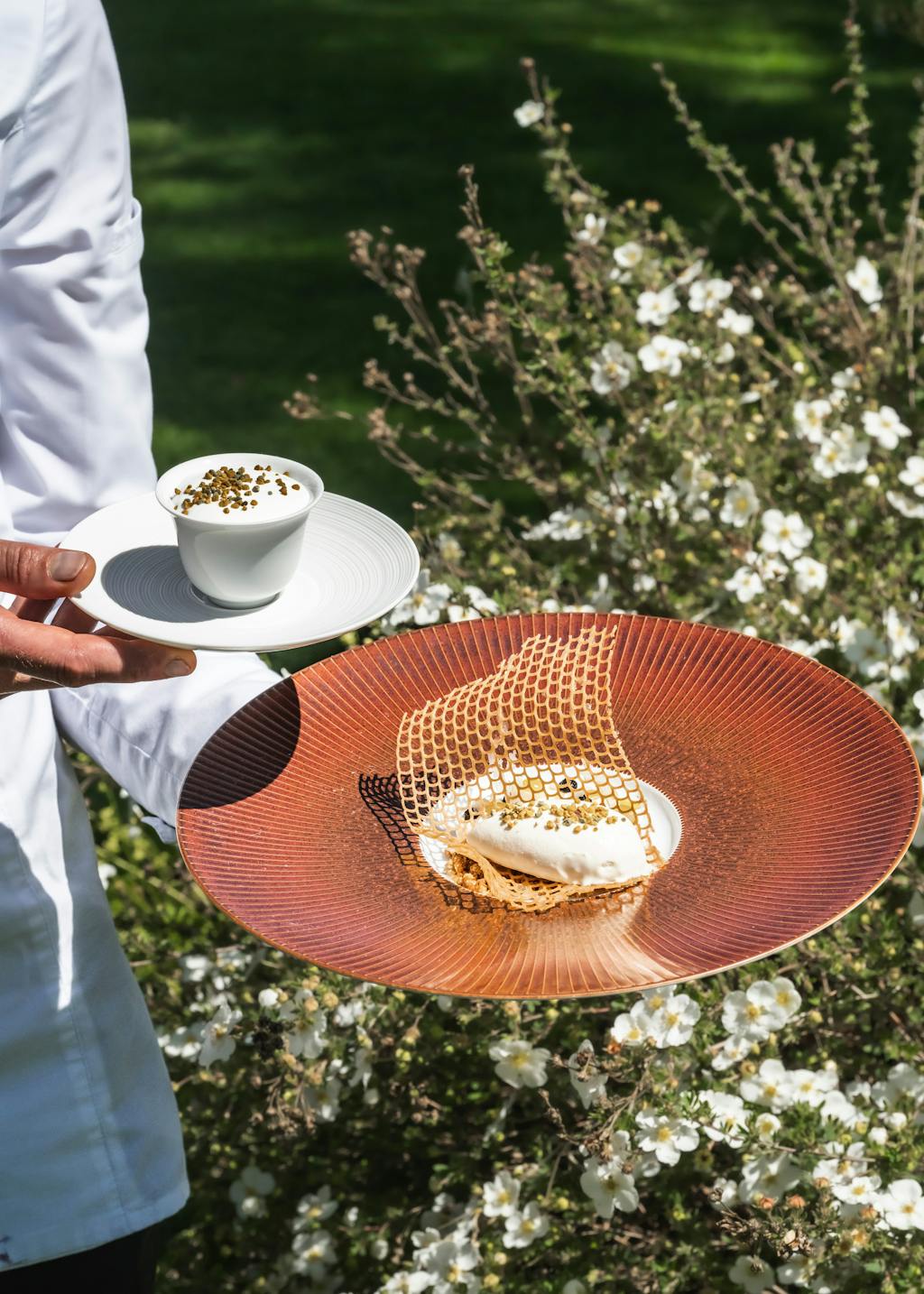 Dessert du restaurant Dyades à Massignac, labellisé 3 Écotables