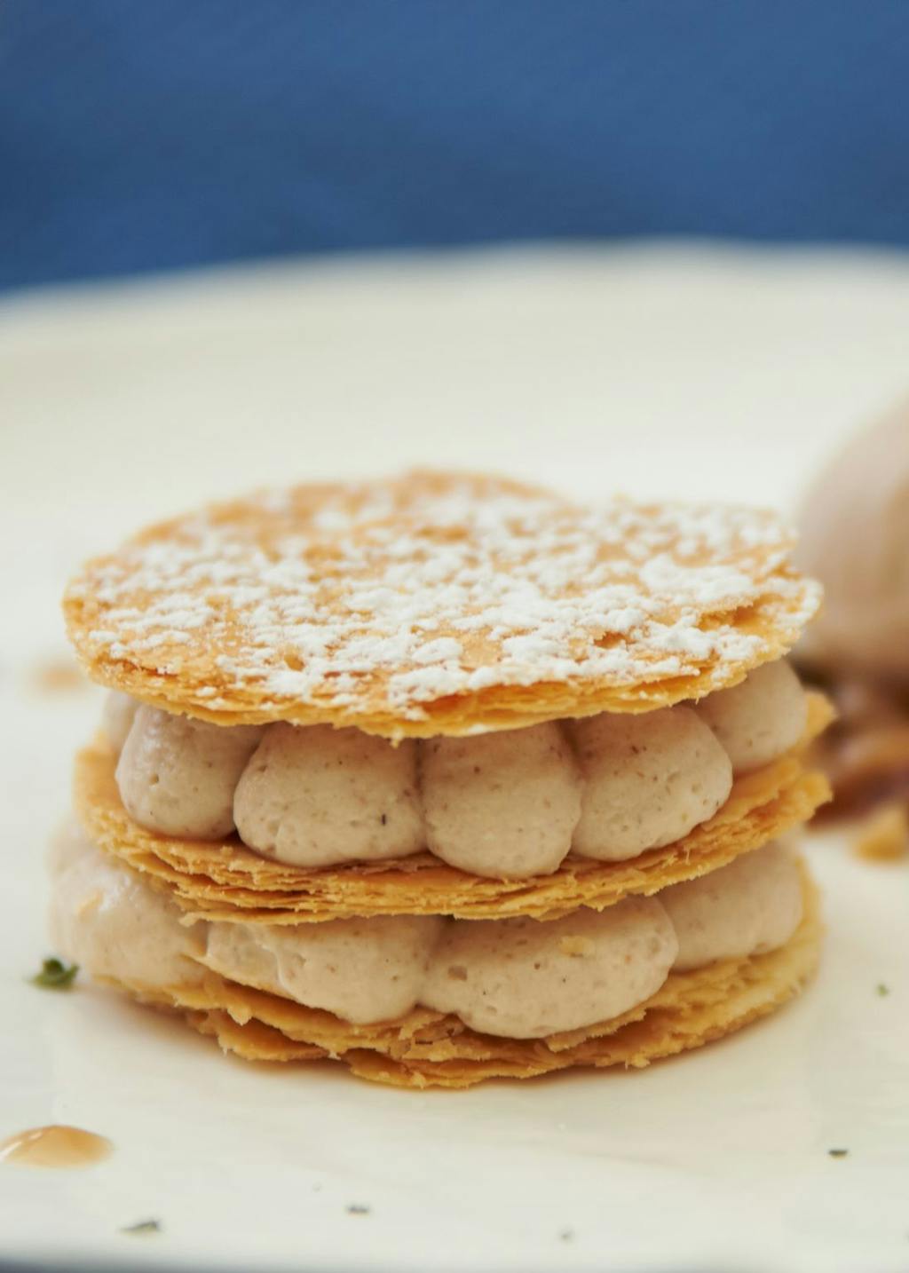 Un dessert du restaurant La Falène Bleue