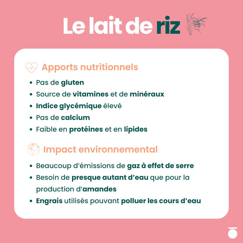 Récapitulatif - Lait de riz