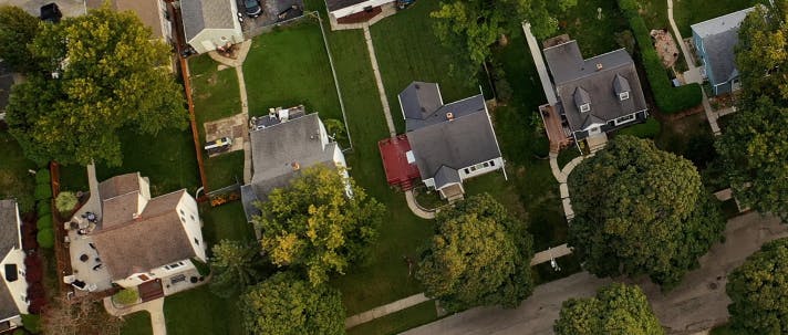 Birds eye view of a neighbourhood