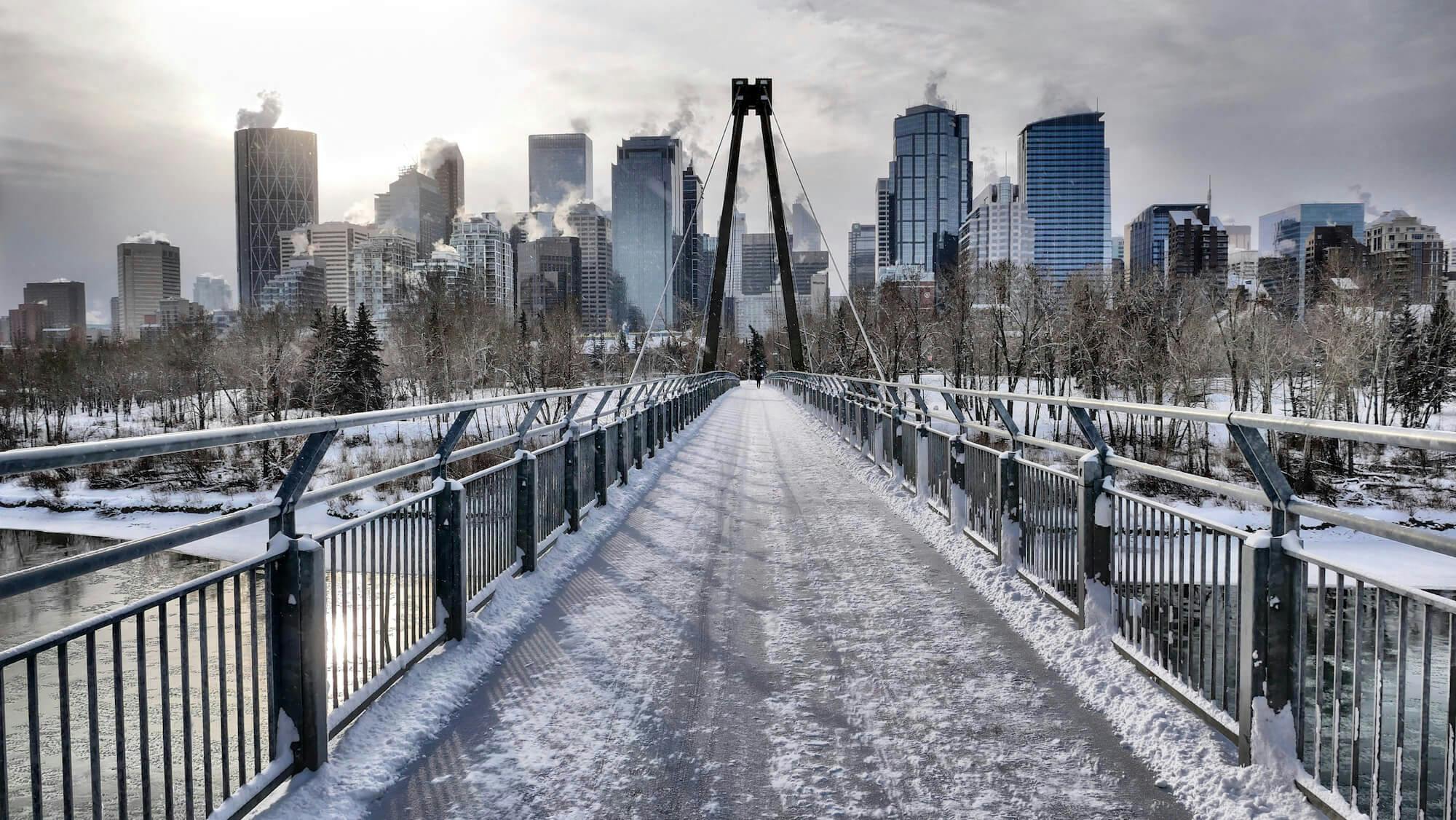 A snowy bridge in Calgary