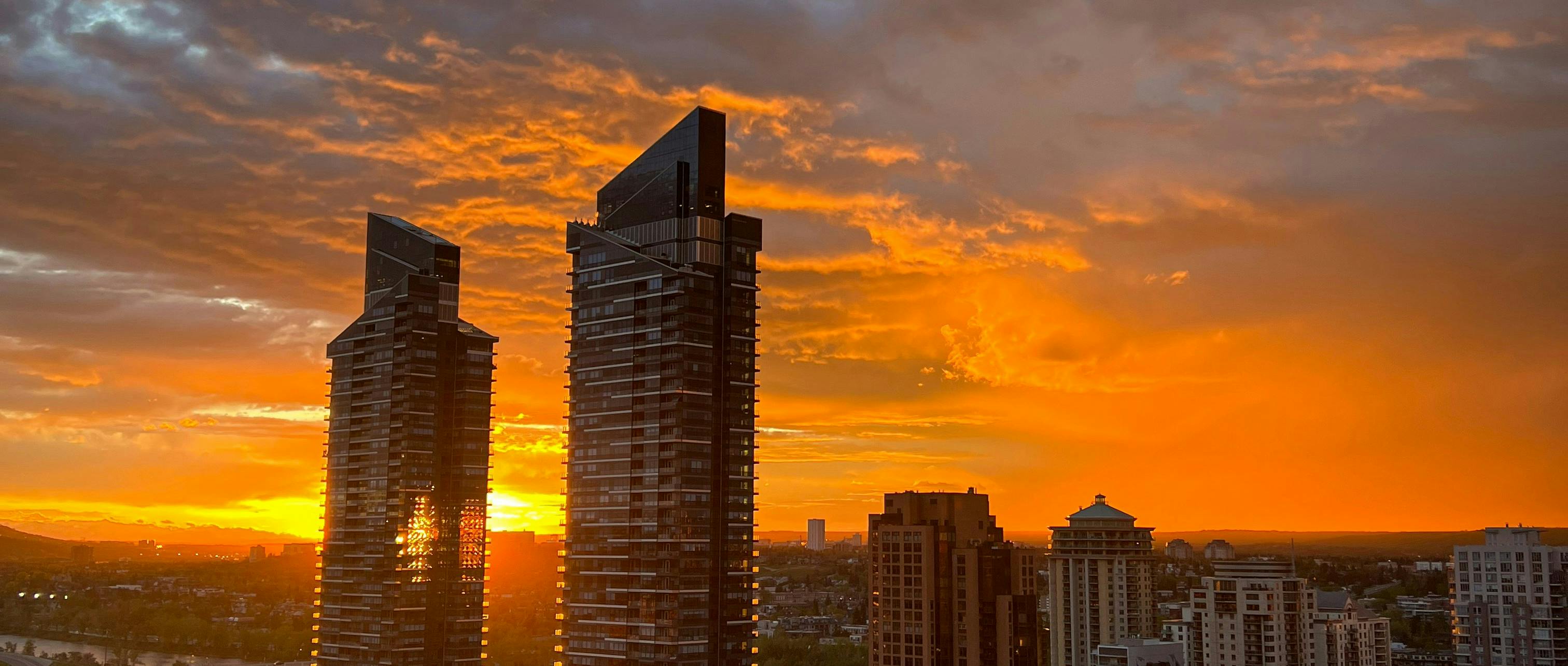 Sunset skyline in Calgary.