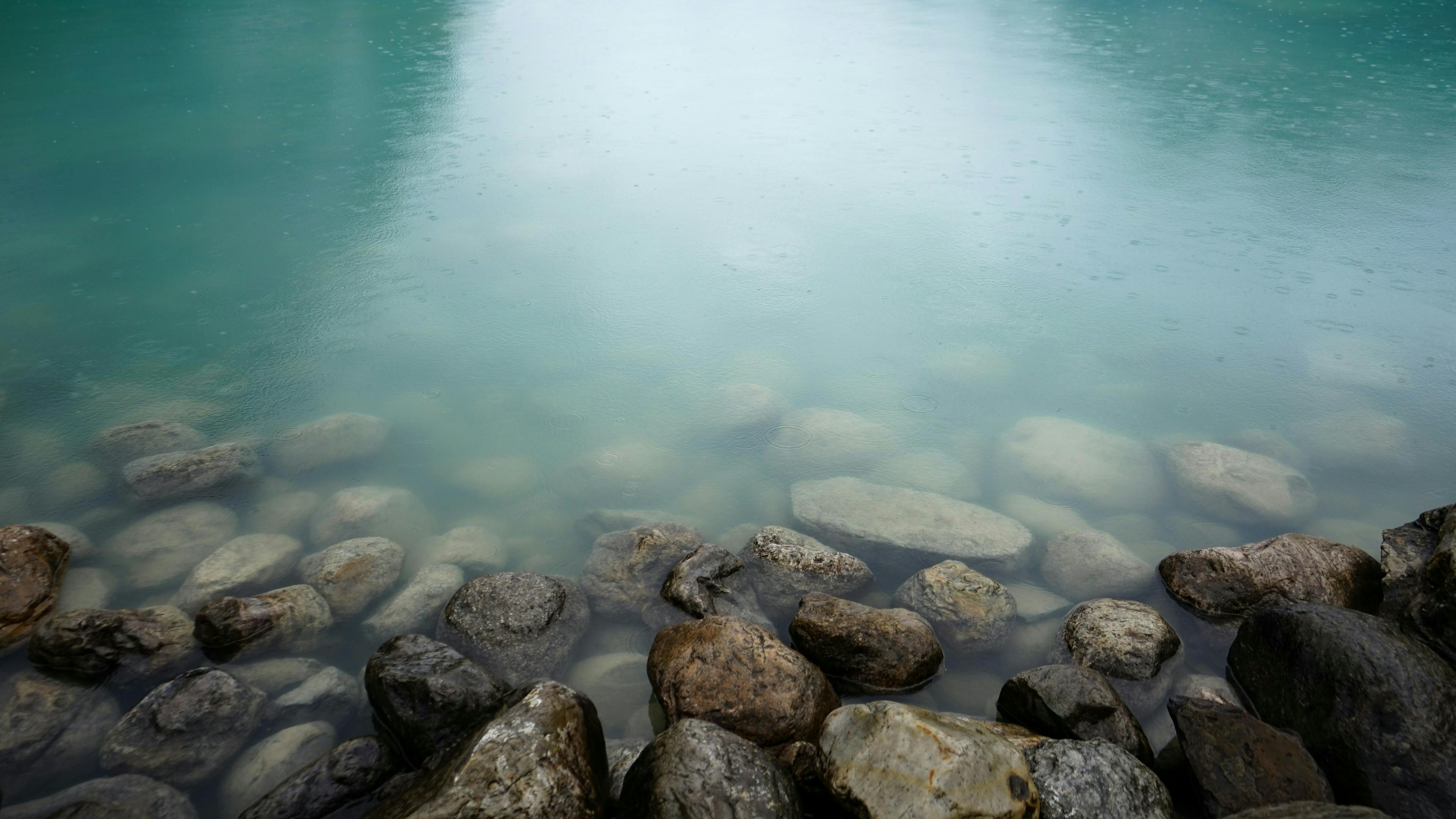 Close up of rocks in a lake