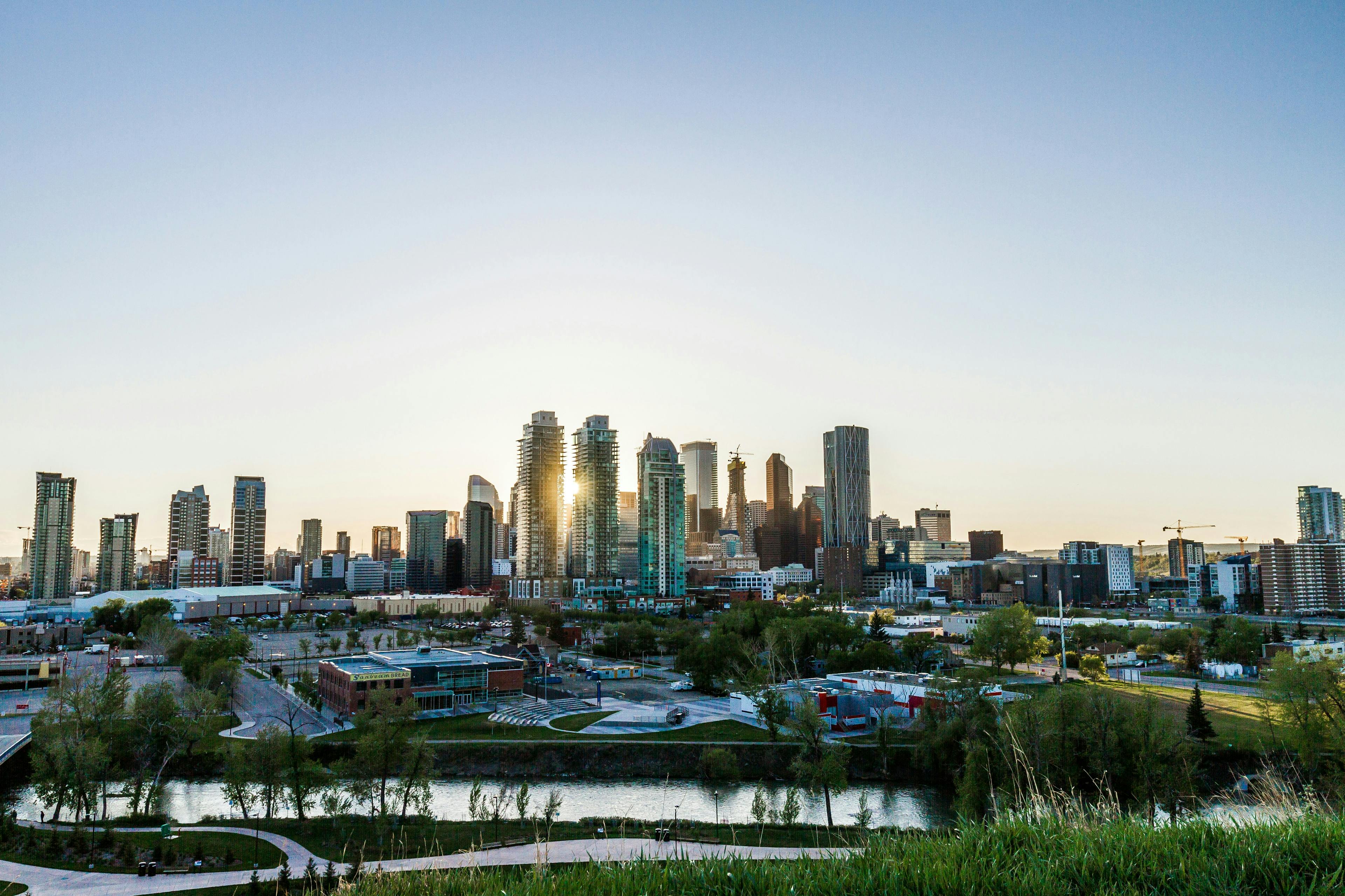 Calgary skyline sunset