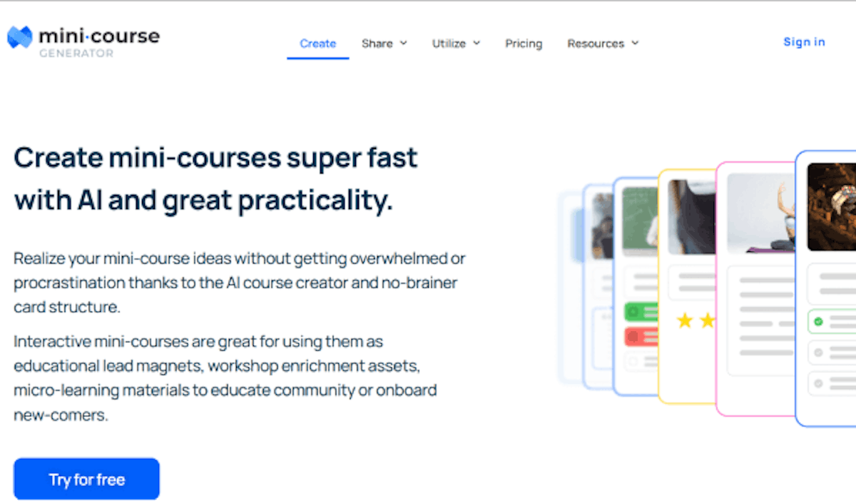 Training software for small business - Mini Course Generator