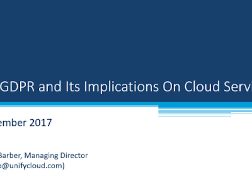 Free GDPR Training Presentations by UnifyCloud