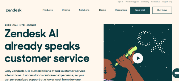 AI tool for business - Zendesk AI for customer service