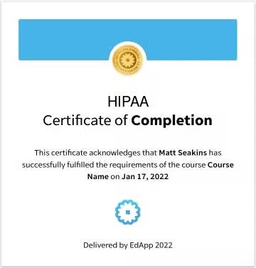 HIPAA Compliance certification
