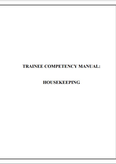 Free hotel housekeeping training manual - Trainee Competency Manual