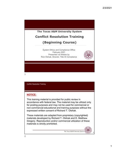 Authored “Mastering Mediation: A guide to training mediators in a college ... Has provided conflict resolution and mediation training to:.