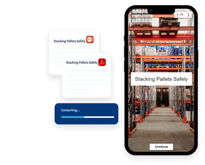 Convert warehouse training manuals to mobile courses