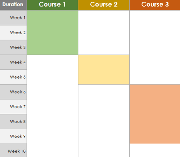 Training calendar example