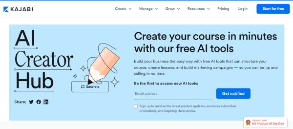 Best AI tool for course creation - Kajabi