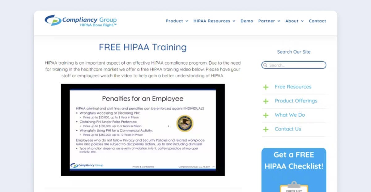 Free HIPPA training - Compliancy Group