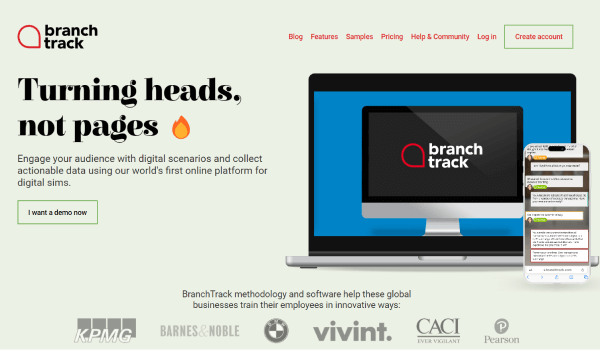 BranchTrack authoring tools for elearning