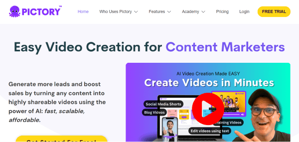 AI content generation tool for video generation - Pictory