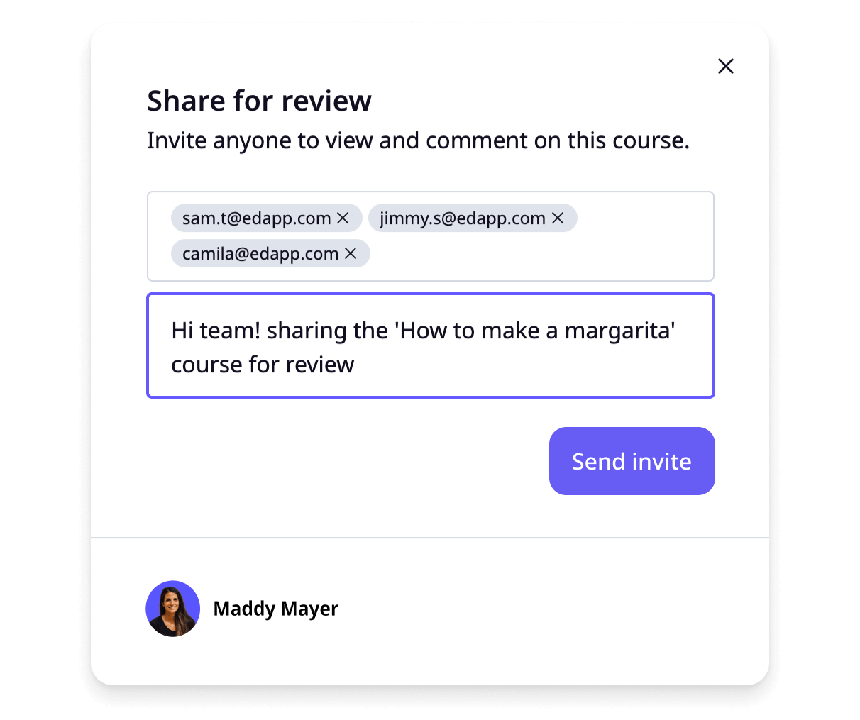 Invite people to review the course