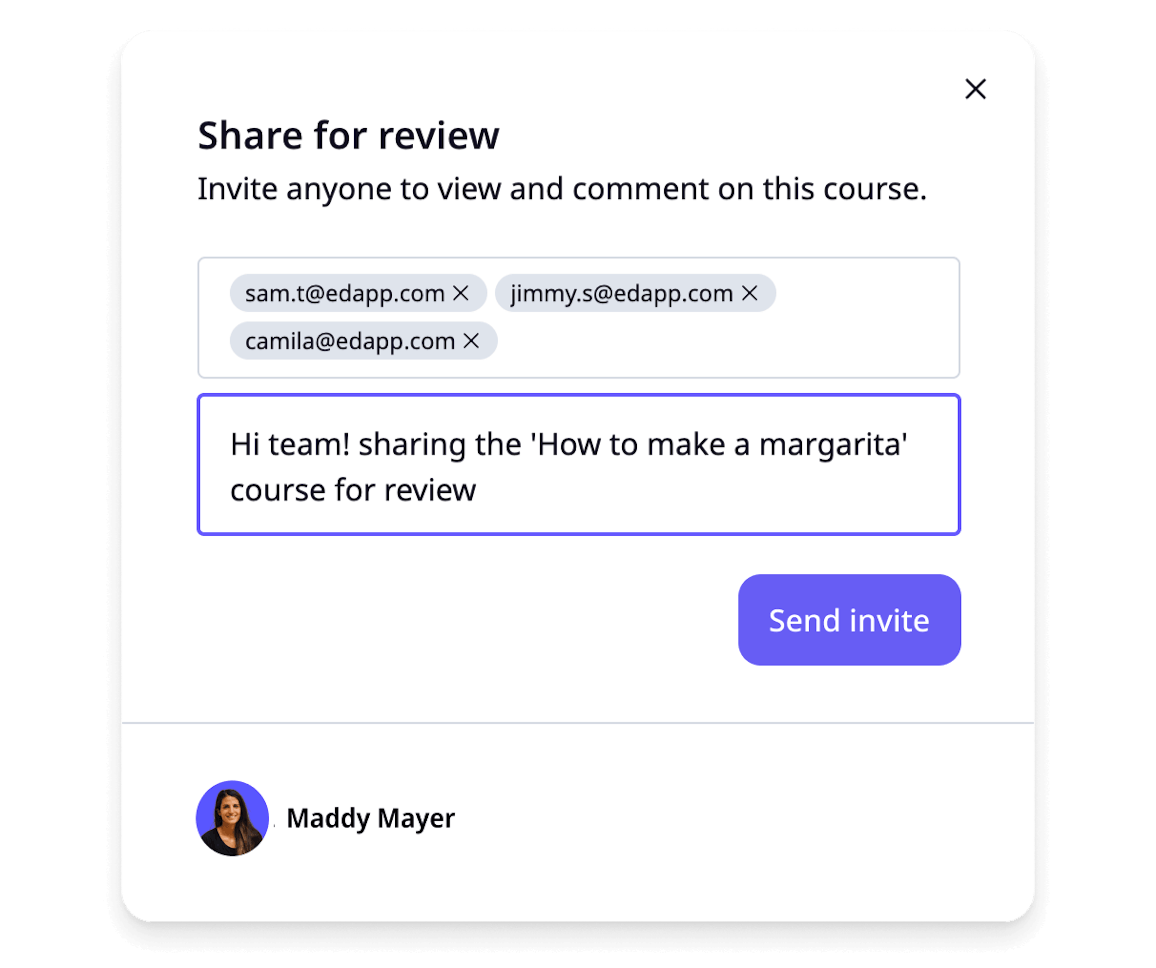 Invite people to review the course