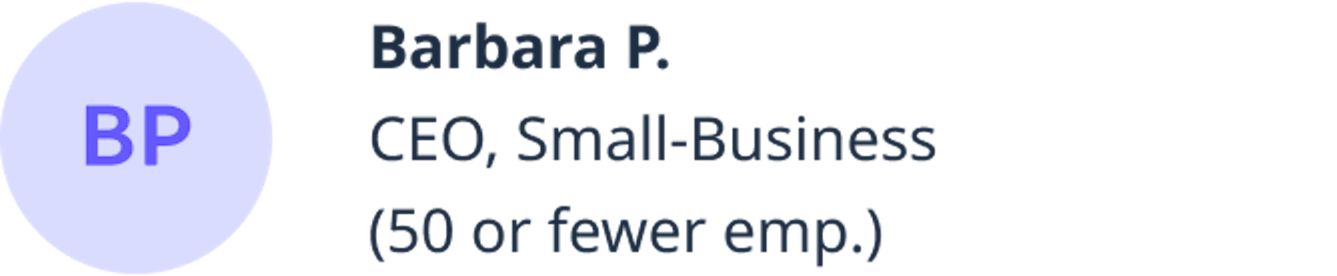 Barbara P. CEO, Small Business