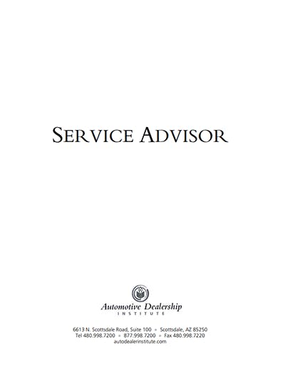 Service advisor Training Manual PDF (Free) | SC Training (formerly ...