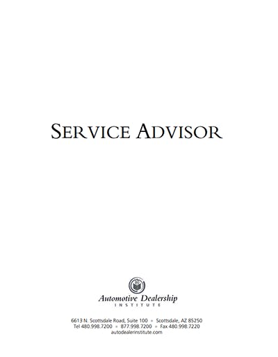 Automotive Dealership Institute Service Advisor Ebook