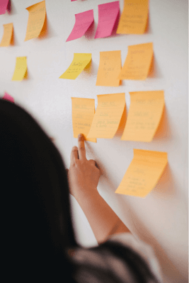 Sticky notes on the wall like a storyboard