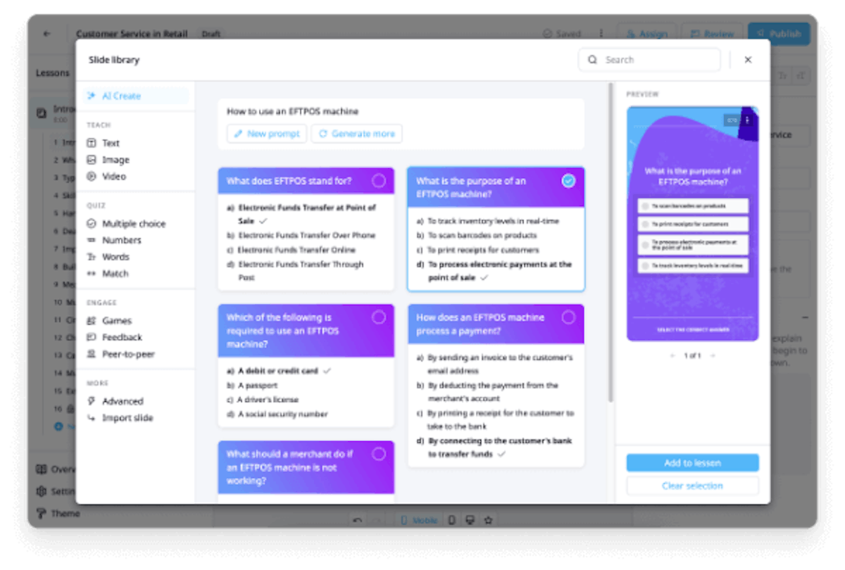 AI LMS - SC Training (formerly EdApp) AI Quiz Generator