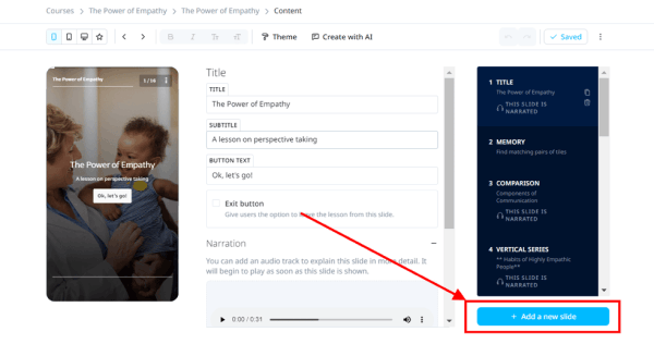 How to create SCORM content with EdApp - Add a new slide