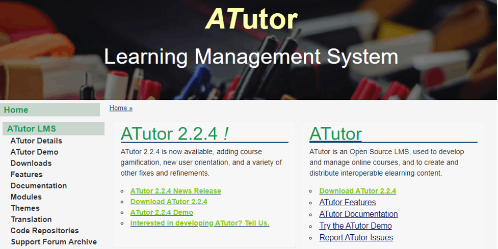 Exemple de système de gestion de l'apprentissage - ATutor
