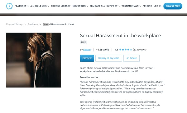 Compliance Courses Online Free - SC Training (formerly EdApp) Sexual Harassment in the Workplace