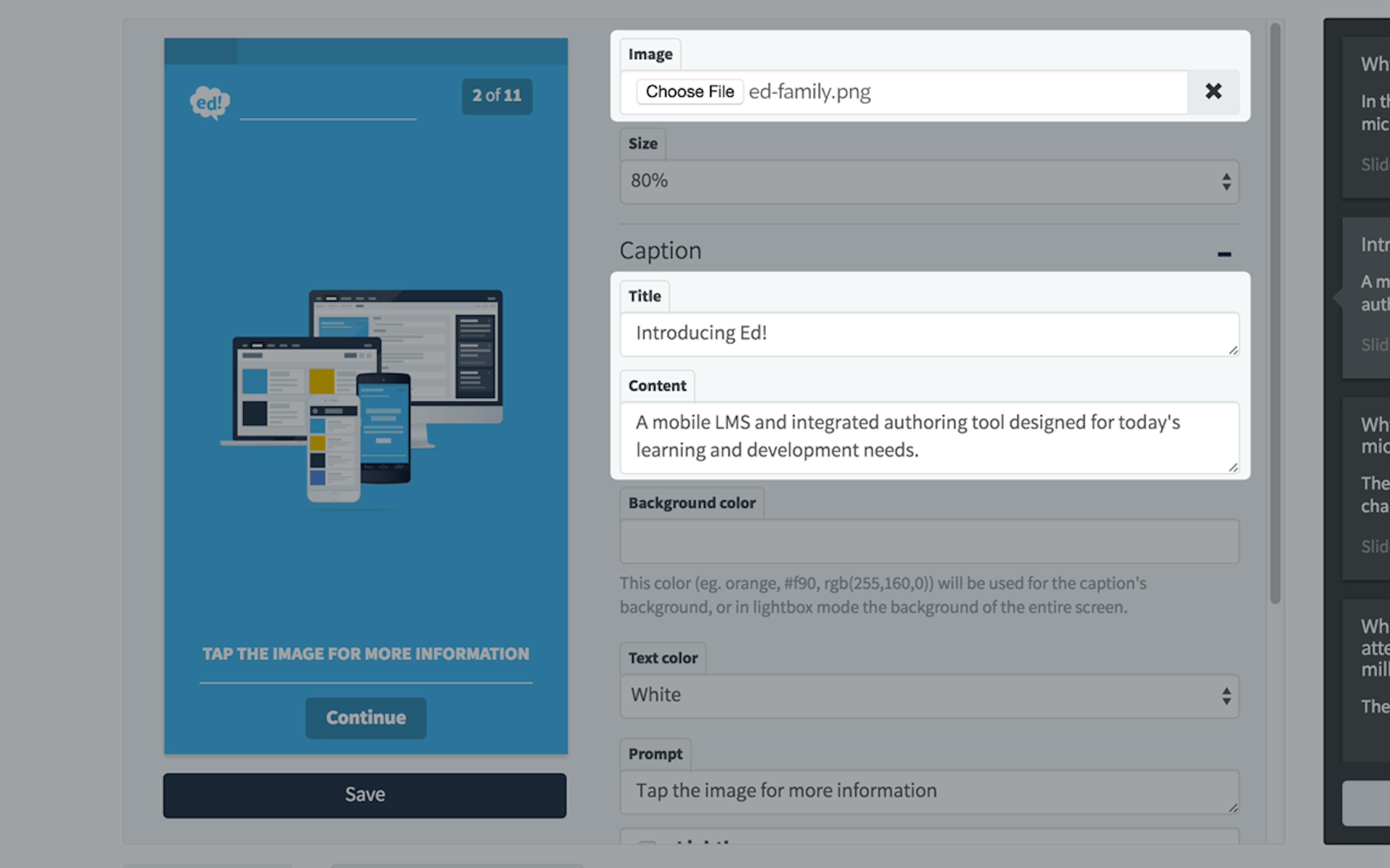 Image, Title and Content fields