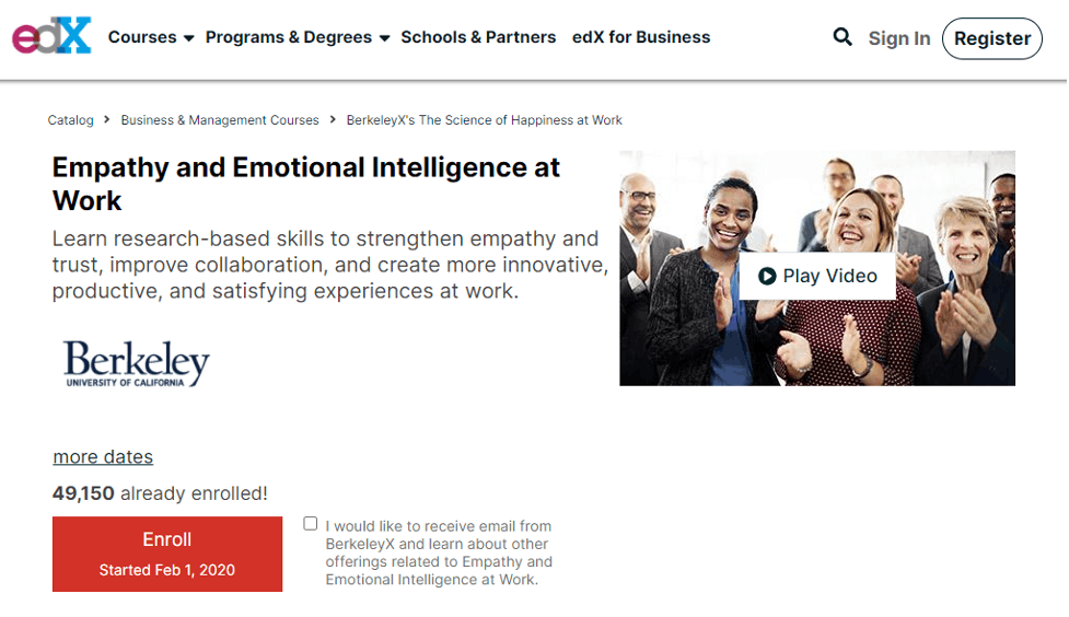 Emotional Intelligence Coaching Certification Program - Empathy and Emotional Intelligence at Work on edX