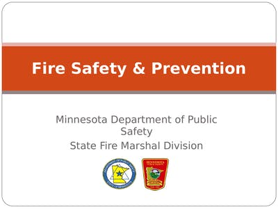 Fire Safety And Prevention Presentation