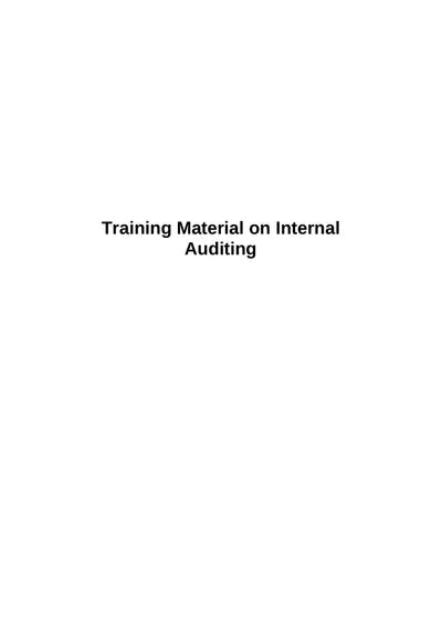 Training Material On Internal Auditing