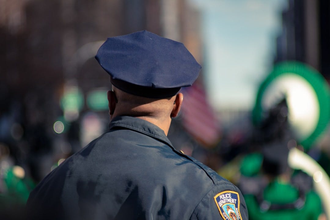 Policeman watching the St Patricks parade