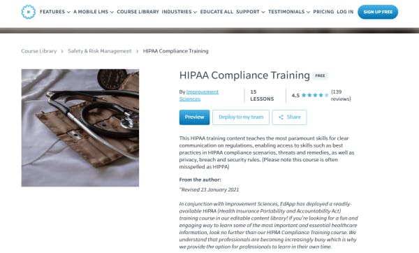 Compliance Courses Online Free - SC Training (formerly EdApp) HIPAA Compliance Training