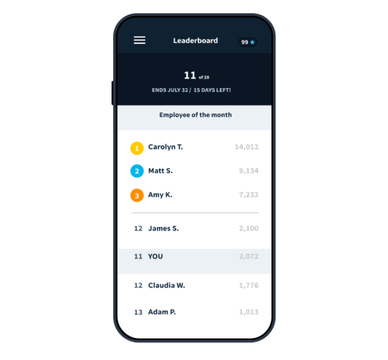 EdApp leaderboard interface