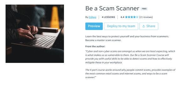 Cyber Security Requirements - EdApp Be a Scam Scanner Course