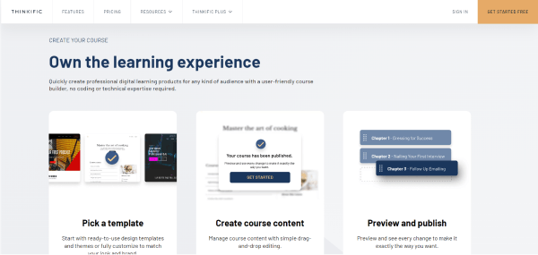 Learning experience design tool - Thinkific