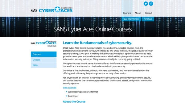 Cyber Security Training Course - Cybersecurity Sans Cyber Aces Online