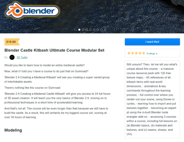 Gumroad Modular Training Program- Blender Castle Kitbash Ultimate Course Modular Set