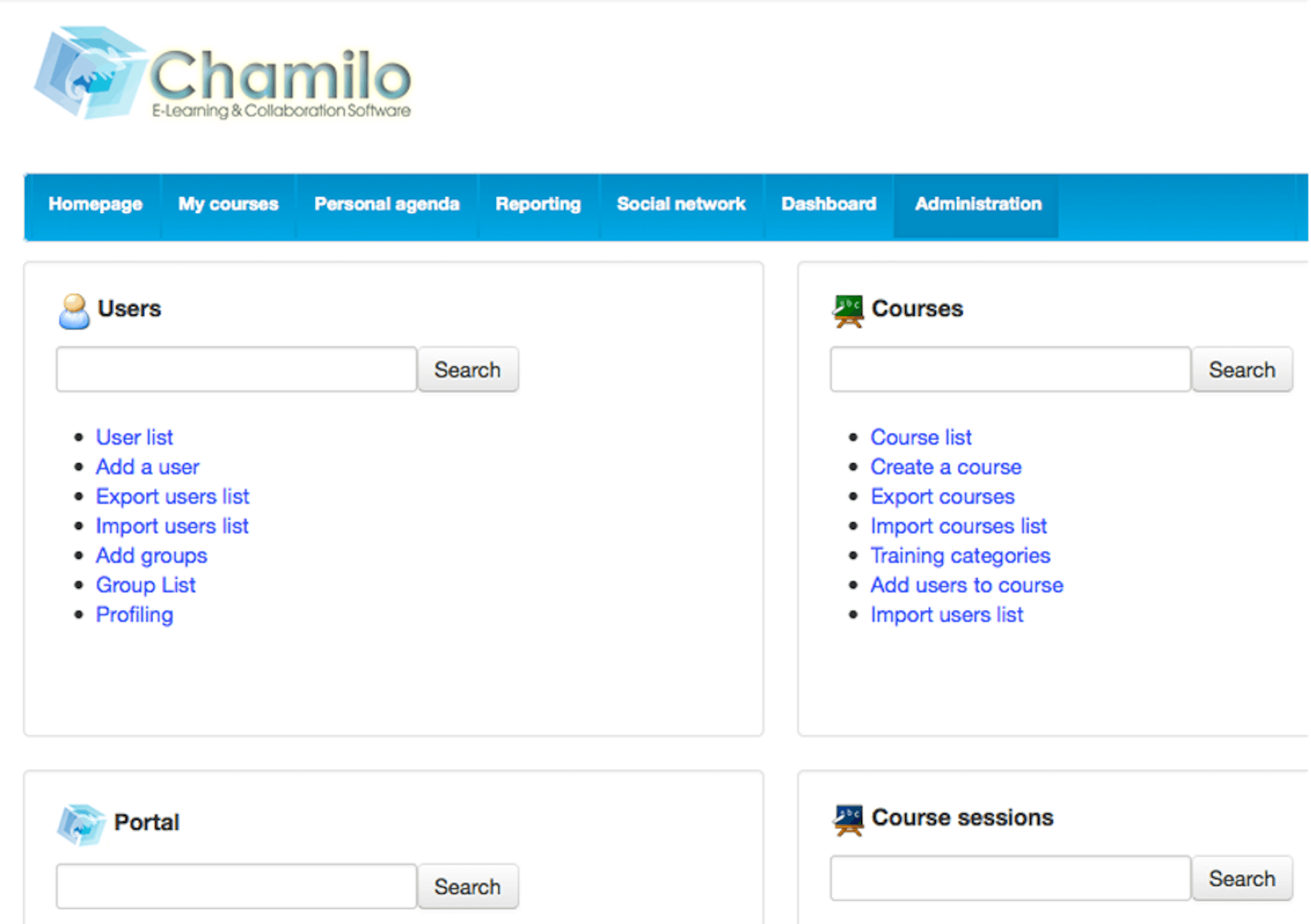 Chamilo LMS Dashboard