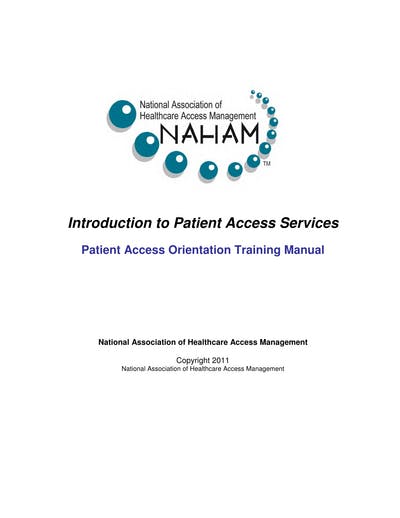 Introduction To Patient Access Services
