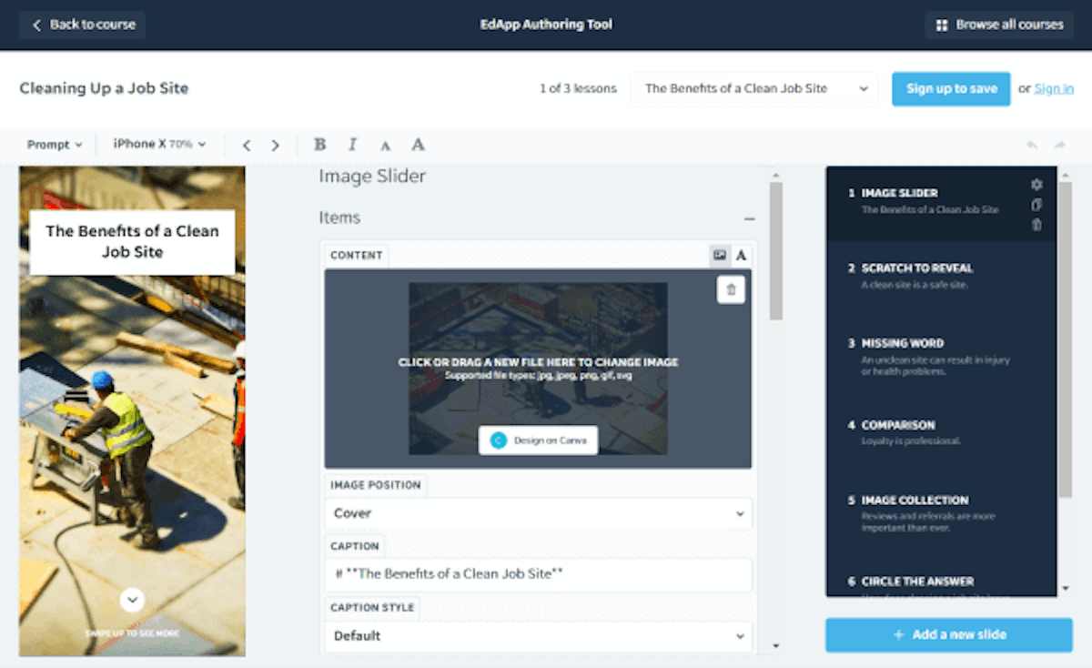 editable course library
