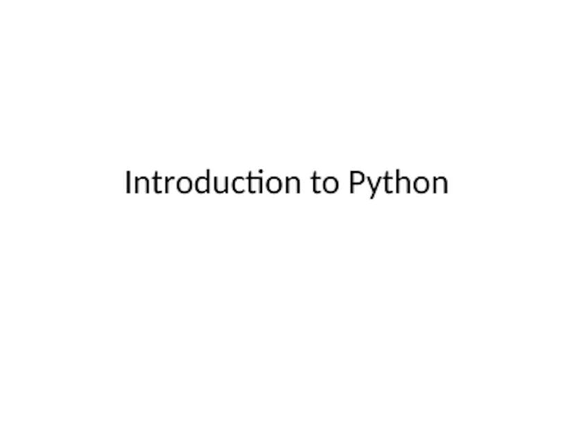 Introduction To Python